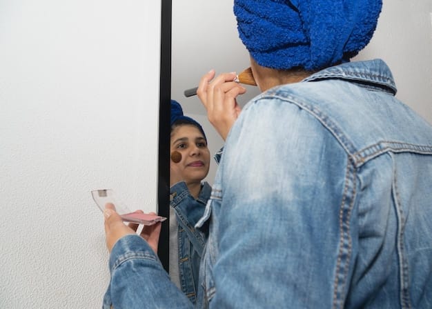 A person inspecting the weather stripping around a door, using a flashlight to highlight gaps and wear. The focus is on the detail of the worn weather stripping and the gap it's meant to seal.