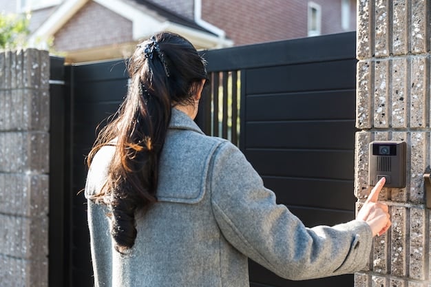Close-up of a person installing a wireless security camera on an exterior wall of a house. The camera is white and modern, contrasting with the brick wall. The person is using a screwdriver, and the focus is on the ease and simplicity of the installation.