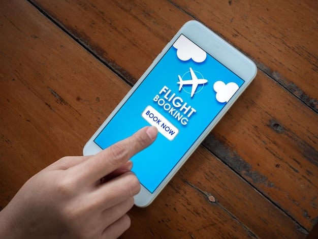 A close-up of a smartphone screen displaying a flight booking app with a prominent 