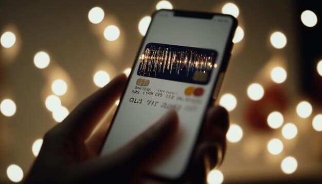 A close-up of a smartphone screen showing a credit card rewards app interface, displaying spending categories and reward earnings.