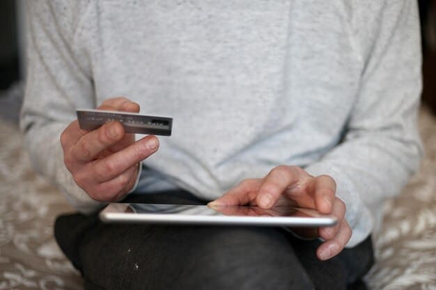 A person using a tablet to view credit card reward information, with a focus on the user interface and data visualization.
