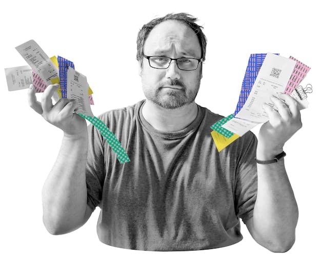 A split image showing: On one side, an overwhelmed person surrounded by bills; on the other side, a person calmly managing their finances on a laptop with charts showing debt reduction, illustrating the transition from financial stress to control through debt management.