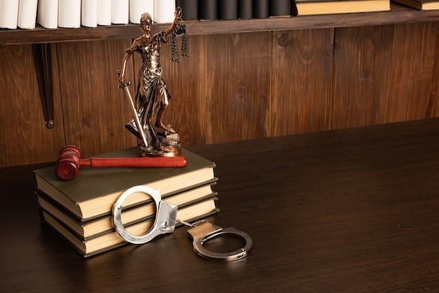 A gavel hitting a wooden block in a courtroom setting, with a blurred background depicting legal documents and a lawyer, symbolizing the legal process of Chapter 7 bankruptcy.