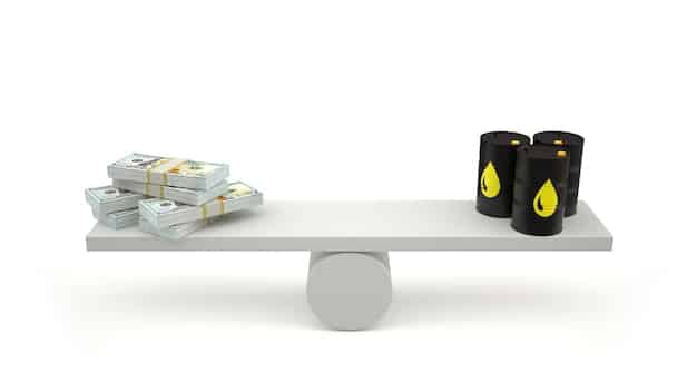 A scale balancing a pile of money on one side and a pile of debt on the other, symbolizing the negotiation process involved in debt settlement and the potential for balancing financial obligations.