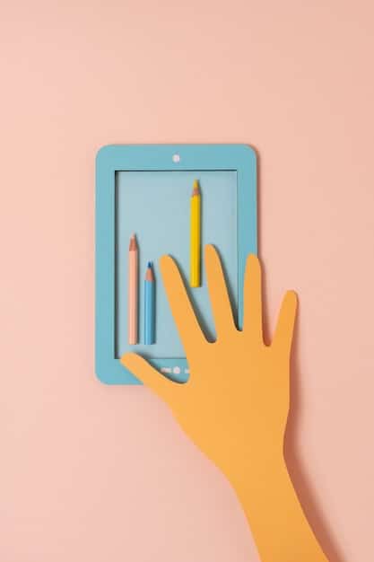 A hand holding a tablet displaying a budgeting app with colorful charts illustrating income, expenses, and debt repayment progress. The app interface is user-friendly, conveying ease of use and financial awareness.