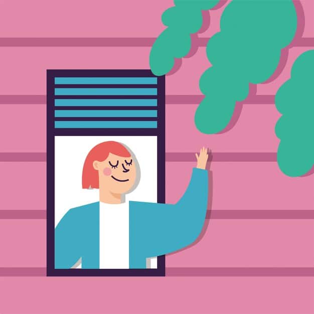 A person holding an incense stick near a window frame, observing the smoke movement to detect air leaks, with a notepad on the sill.
