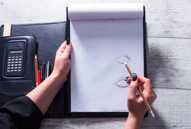 A person's hand holding a pen, poised over a financial application form, surrounded by documents and notes, symbolizing the detailed preparation required for a loan application.