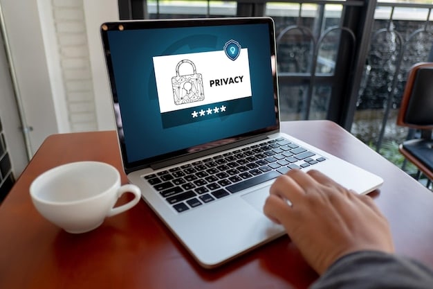 A person carefully reviewing official government documents and website on a laptop, with a lock icon visible, symbolizing security and authentic information.