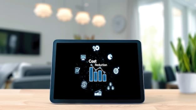 A digital dashboard showing a pie chart with sections for income, expenses, savings, and debt repayment, clearly labeled 50/30/20, representing budgeting software and financial tracking.